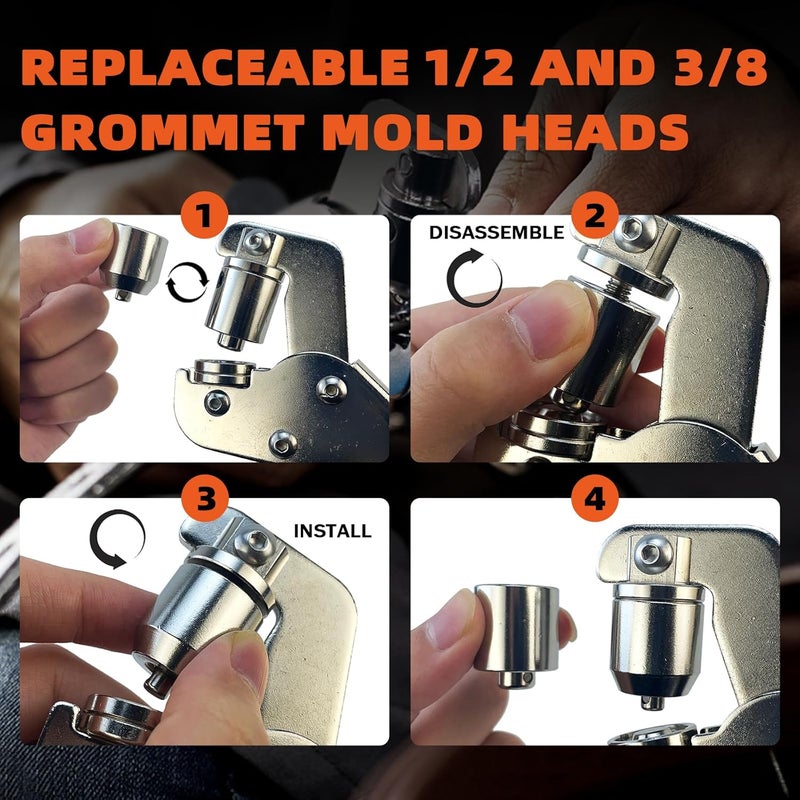 HAPDEN Heavy-Duty Grommet kit (3/8 and 1/2) Includes a Bag, 200 10 mm Grommets and 200 12 mm Grommets. Eyelet and Grommet Tool kit for DIY Tarp Ring Repair and Installation. - Image 4